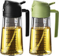TrendPlain 16oz/470ml Glass Olive Oil Sprayer for Cooking – 2 in 1 Olive Oil Dispenser Bottle for Kitchen Gadgets and Air Fryer Accessories, Salad, BBQ - Black & Green
