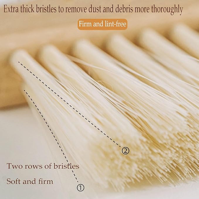 Mini Broom and Dustpan Set Small Metal Dustpan and Brush Set Hand Whisk Broom for Home Office Desktop Sofa Pet Care Household Cleaning (sisal Hemp bristles, White)