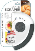 Nextrend BakerScraper – 5-in-1 Flexible Bowl Scraper, Bench Scraper and Dough Scraper with Stainless Steel Edge, Ruler & Herb Stripper – BPA Free, Dishwasher Safe - Gray