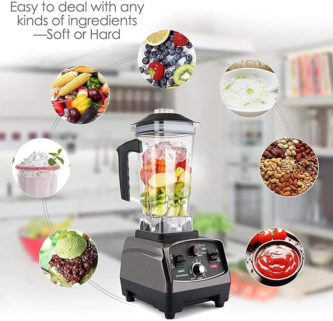 Blender Professional Countertop Blender, 1800W High Speed Smoothie Blender for Shakes and Smoothies, commercial blender with Timer, 68OZ BPA-Free Tritan Jar, Smoothie Maker BATEERUN 8 Blades