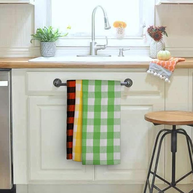 Urban Villa Cotton Dinner Napkins Set of 6, Highly Absorbent 20x20 Inches Premium Cloth Napkins Hotel Quality Reusable & Washable Table Dinner Napkins for Home & Weddings - Multicolor, Checks