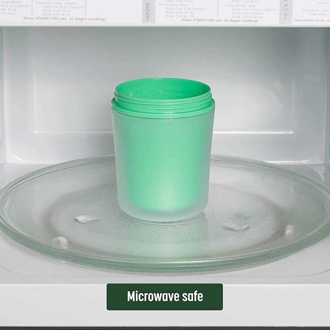 Goodful Double Wall Insulated Yogurt Container, Leak Proof Food Storage, Snack Container with Reusable Plastic Spoon, Microwave& Dishwasher safe, Freezer Safe, 14-Ounce, Green (Pack of 12)