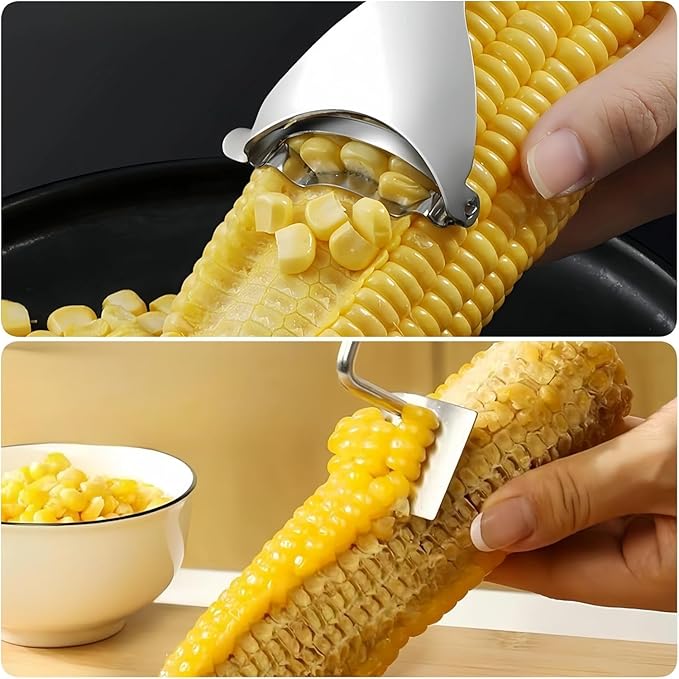 2 Pcs Stainless Steel Corn Peeler and Stripper Tool Set, Corn Cob Stripper, Ideal Gadget Tool for corn on the cob, Suitable for Home Kitchens Restaurant Chefs Outdoor Dining Enthusiasts