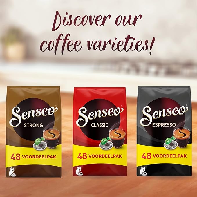 Senseo Extra Strong Dark Roast Coffee Pods, 48 Count (Pack of 10) - Single Serve Coffee Pods Bulk Pack for Senseo Coffee Machine - Compostable Coffee Pods for Hot or Iced Coffee, Cold Brew Coffee