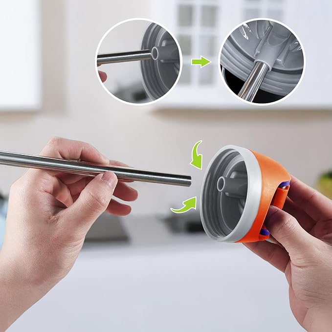 6 PCS Metal Replacement Straws for Owala Water Bottle 40 oz, Reusable Stainless Steel Straws With 2 Cleaning Brush Compatible With Owala Water Bottle