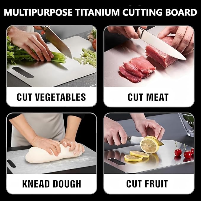 Titanium Cutting Board, Double Sided 2025 New Titanium Cutting Boards for Kitchen, Non Toxic Non Slip, Chopping Board, Dishwasher Safe, Easy to Clean (18''L x 12''W)