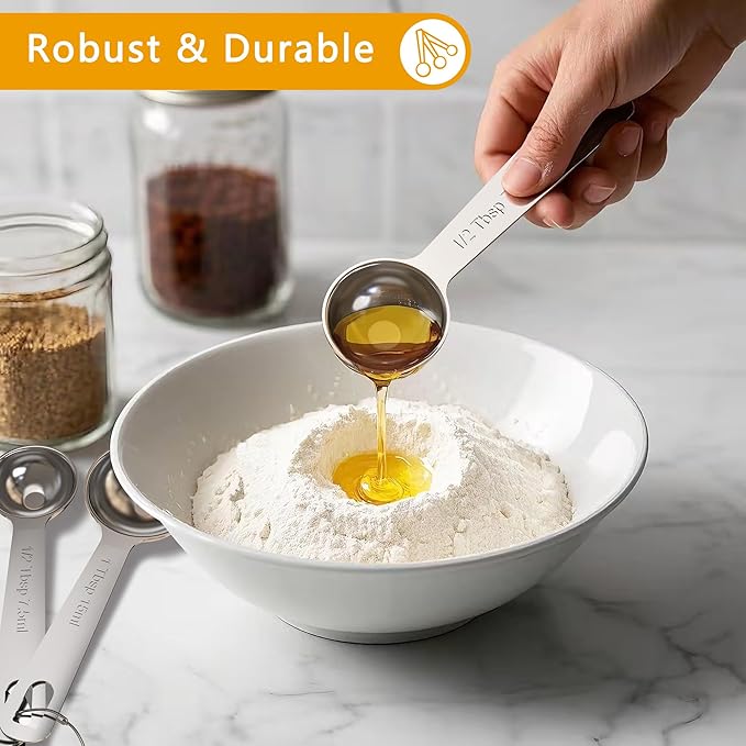 TILUCK Stainless Steel Measuring Spoons Set,Coffee Scoop Spoon,Kitchen Gadgets for Cooking & Baking,Set of (7)