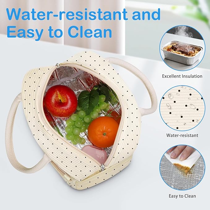 DALINDA Corduroy Lunch Bag Lunch Box for Women Men,Cute Insulated Lunch Bags,Water-Resistant Cute Cooler Lunch Tote Bag, Reusable LunchBox Large Capacity for Work Travel Picnic