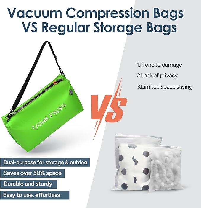 Vacuum Bags for Travel Luggage with Wireless Pump, Compression Bags for Carry On Suitcases and Backpack, Vacuum Seal Packing cube for Cloth Packing (1PC + PUMP)