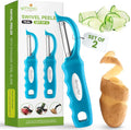 Spring Chef Stainless Steel Swivel Potato Peelers for Kitchen, Dishwasher Safe Veggie Peeler for Kitchen with Soft Grip Handle & Sharp Blades, Great for Vegetable, Apple, Carrot - Set of 2 - Teal