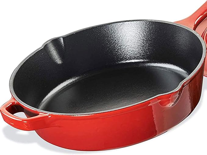 Cuisinart 12-Inch Cast Iron Chicken Fryer with Lid, 4.5 Quart Capacity, Porcelain Enameled Interior, Oven Safe, Induction Compatible, Red Gradient