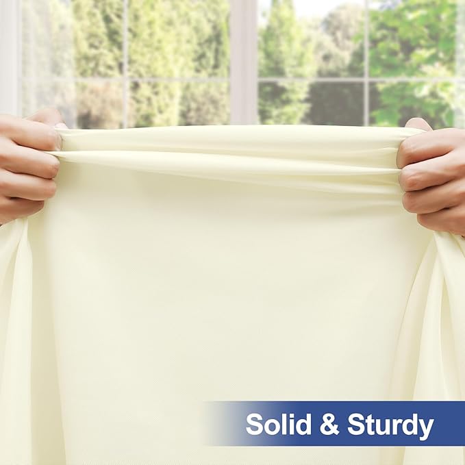 homing Rectangle Table Cloth Cover, Waterproof Polyester Elastic Fitted Tablecloth, Fits for 8 Foot Folding Tables, Washable Table Protector for Picnic, Camping, Outdoor (Cream Yellow, 30" x 96")
