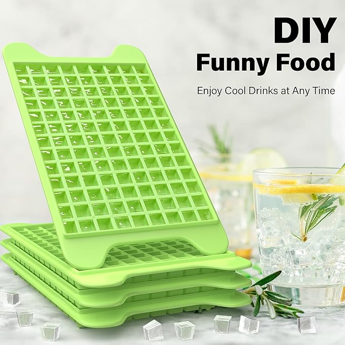 Mini Ice Cube Tray for Freezer: FDDBI Small Ice Trays for Freezer with Bin - 117×4PCS Easy Release Nugget Ice Tray - Crushed Ice Tray with Container
