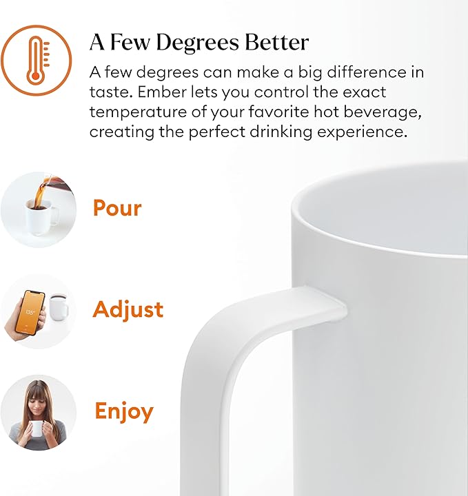 Ember Temperature Control Smart Mug 2, 10 Oz, App-Controlled Heated Coffee Mug with 80 Min Battery Life and Improved Design, White