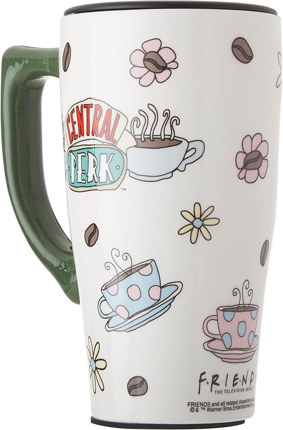 Spoontiques - Ceramic Travel Mugs - Central Perk Cup - Hot or Cold Beverages - Gift for Coffee Lovers