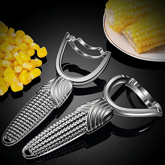 TEEVEA Corn Peeler and Cob Stripper Tool - Stainless Steel Kernel Remover & Cutter for Corn on Cob