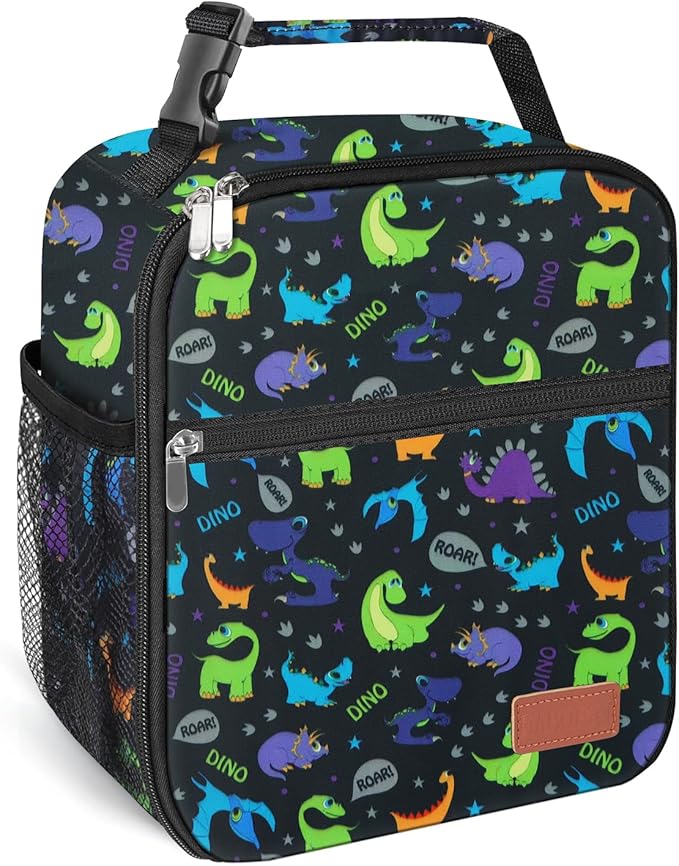Lunch Box for Men & Women Durable Lunch Bag for Adults Reusable Small Lunchbox Purple Dinosaur