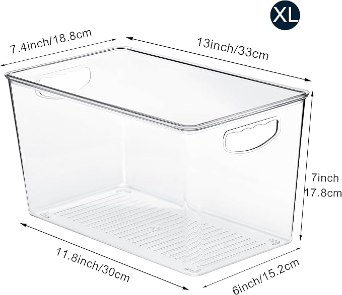 theaoo Clear Storage Bins with Lids Stackable - XLarge Plastic Containers for Pantry Organization and Storage - Perfect for kitchen,Fridge,Laundry Room,Bathroom,Garage,Closet,Cabinet Organizer -8 Pack