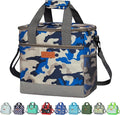 Iknoe Large Cooler Bag Collapsible 24 Can Insulated Bags Leakproof Lunch Cooler Tote with Multi-Pockets for Adult Insulated Thermal Bag for Beach, Picnic, Office Work(Navy Blue)