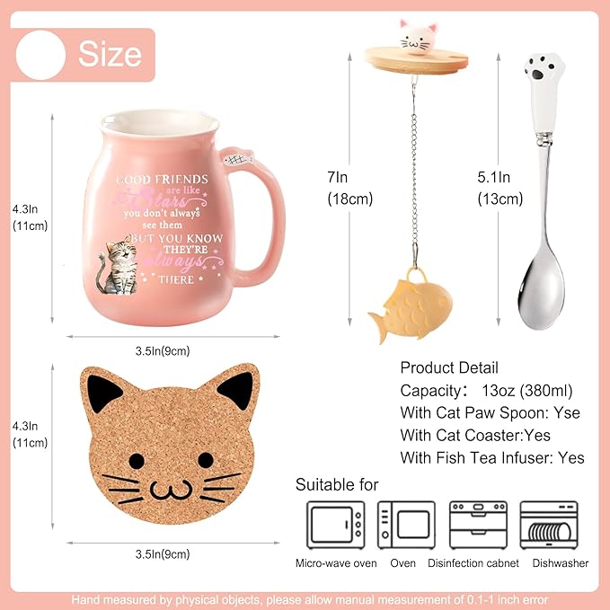 Friendship Gifts for Women Cat Mug Unique Birthday Gifts for Women Cute Stuff Kawaii Tea Cup Christmas Gift Bestie Friend Gift For Woman Cat Lovers hemed Gifts for BFF Coworker Sister