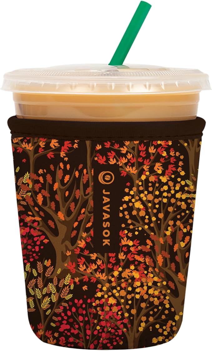 Sok It JavaSok Iced Coffee & Cold Soda Insulated Neoprene Cup Sleeve (Enchanted Autumn, Small: 16-20oz)
