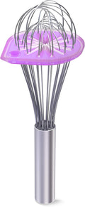 Whisk Wiper - Wipe a Whisk Easily - Multipurpose Kitchen Tool, Made In USA - Includes 11" Stainless-Steel Whisk - Cool Baking Gadget, A Great Gift For Men and Women (Color: Violet)