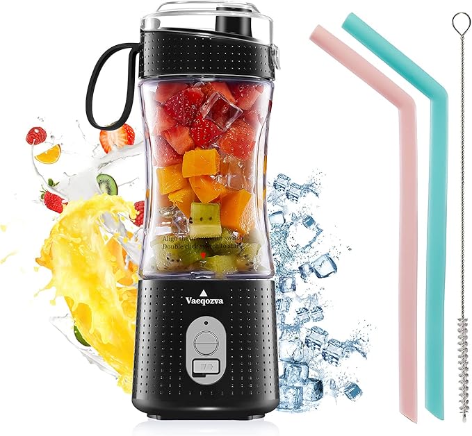 Vaeqozva Portable Blender USB Rechargeable Personal Mixer Fruit 12.8 Oz Mini Blender for Smoothie, Fruit Juice, Protein Shake, Milk Shakes