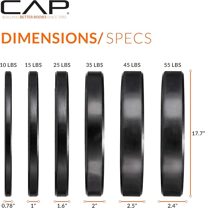 CAP Barbell 2-Inch Olympic Bumper Plate Weight Set with 6 Post Rack | 100-370 lbs | Multiple Options