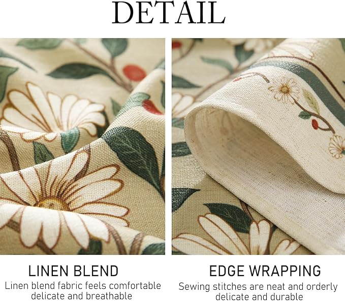 ISAENNE Designer Green Linen Square Table Cloth,Floral French Country Indoor Tablecloth,Stain Resistant Home Decor Tablecloths for Dining Kitchen Thanksgiving Christmas Party,67"*67"-Brune
