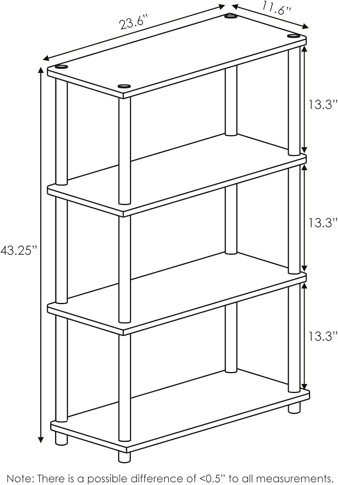 Furinno Turn-N-Tube 4-Tier Multipurpose Shelf Display Rack, Round Tubes, Dark Cherry/Black