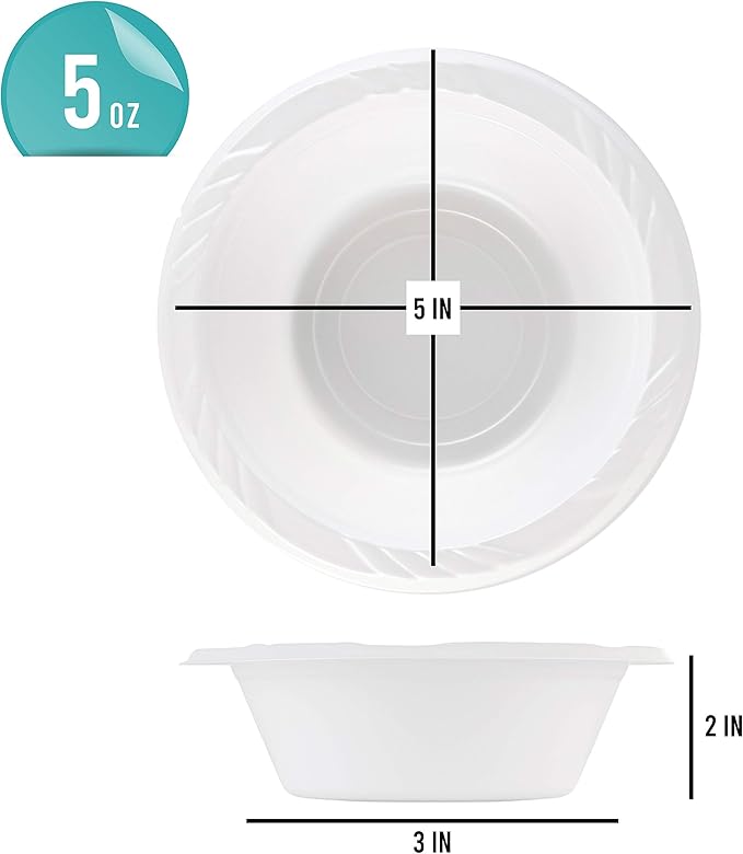 400 Count Disposable 5 ounce White Plastic Dessert Bowls