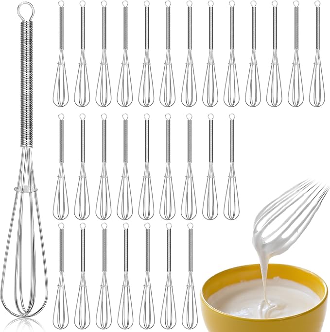 Baderke 30 Pcs 6 Inch Mini Whisk Bulk Small Whisks for Cooking 304 Stainless Steel Tiny Whisk for Baking, Whipping, Beating Eggs, Mixing Sauces, Blending Ingredients