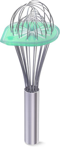 Whisk Wiper® - Wipe a Whisk Easily - Multipurpose Kitchen Tool, Made In USA - Includes 11" Stainless-Steel Whisk - Cool Baking Gadget, A Great Gift For Men and Women (Color: Aquamarine)