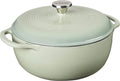Lodge 6 Quart Enameled Cast Iron Dutch Oven with Lid – Dual Handles – Oven Safe up to 500° F or on Stovetop - Use to Marinate, Cook, Bake, Refrigerate and Serve – Desert Sage