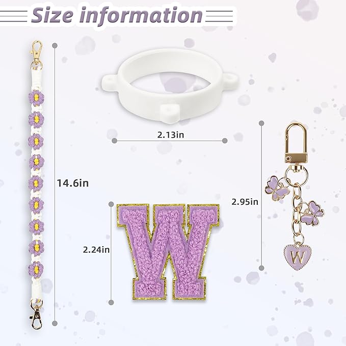 Cute Letter Charm Set Compatible with Owala Water Bottle 24 oz, 32 oz, 40 oz, Owala Kids, Owala Coffee Tumbler, Owala FreeSip – Includes Handle Strap, for Owala Accessories & Stanley Cup Accessories