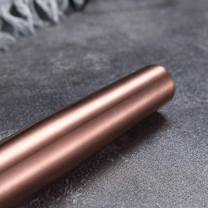 Berglander Rose Gold Rolling Pin, 16.7 Inches Stainless Steel Matte Finish With Rose Gold Titanium Plating Copper Rolling Pin For Baking, Pizza, Dough, Pie, Cookie, Gift Ideas For Bakers.