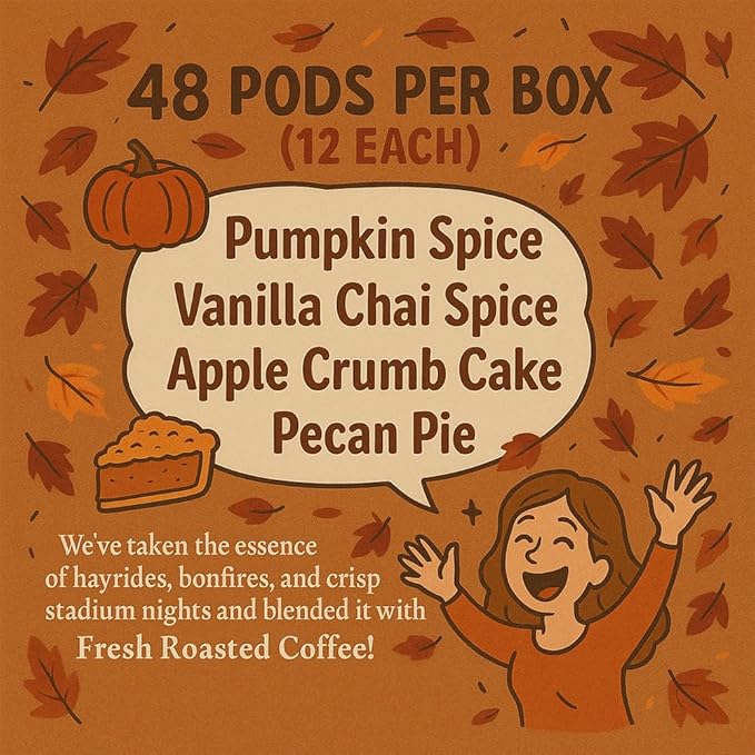 Fresh Roasted Coffee, Fall Faves Variety Pack, K-Cup Compatible, 48 Count