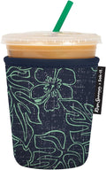 Sok It JavaSok Iced Coffee & Cold Soda Insulated Neoprene Cup Sleeve (Reyn Spooner Monstera Ink, Small: 16-20oz)