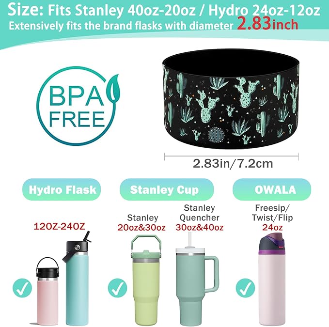 WK IEASON Protective Silicone Base Cover Boot for Hydro Flask Wide Mouth/Standard Mouth, Anti-Slip Silicone Bottom Bumper As Hydro Flask Water Bottle Accessories-2.83inch Bottom Diameter