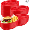 80 Pack 8.9x5.7x1.6 Inch Red Plastic Fast Food Baskets, Restaurant and Deli Serving Baskets for Picnic, Chicken, Burgers and Fries