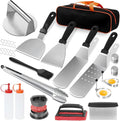 27PCS Griddle Accessories Grill Tools Kit Flat Top Grill Utensils Set, Birthday Gifts for Dad Outdoor Grilling Camping BBQ for Men with Stainless Steel Spatula, Burger Press