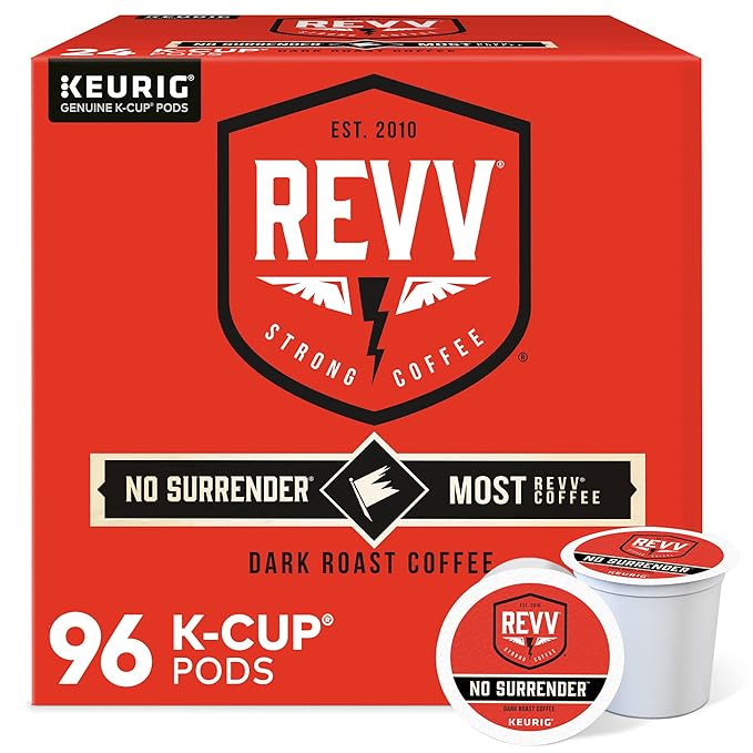 REVV No Surrender Keurig Single-Serve K-Cup Pods, Dark Roast Coffee, 96 Count