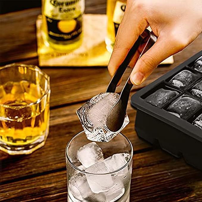 LessMo Ice Cube Tray with Lid 2 Pack, Silicone Ice Cube Molds, Easy Release 15 Square Ice Cube per Tray, BPA Free Flexible Reusable Stackable for Freezer, Whiskey, Chocolate, Baby Food, Juices, Black