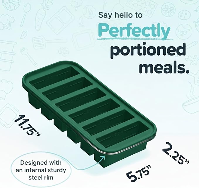 Souper Cubes 1/2 Cup Silicone Freezer Mold, Perfect for Storing Soups, Sauces, Juices, Desserts, Smoothie Prep and More, Freezer Portion Mold for Meal Prepping - Kale - 1-Pack