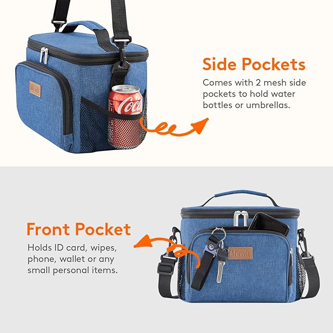 Lifewit Reusable Insulated Lunch Bag for Men, Lunch Box Women, Portable Cooler Freezable Soft Lunchbox Leakproof with Adjustable Shoulder Strap for Adult for Work Picnic or Travel, Blue 15L, 24-Can
