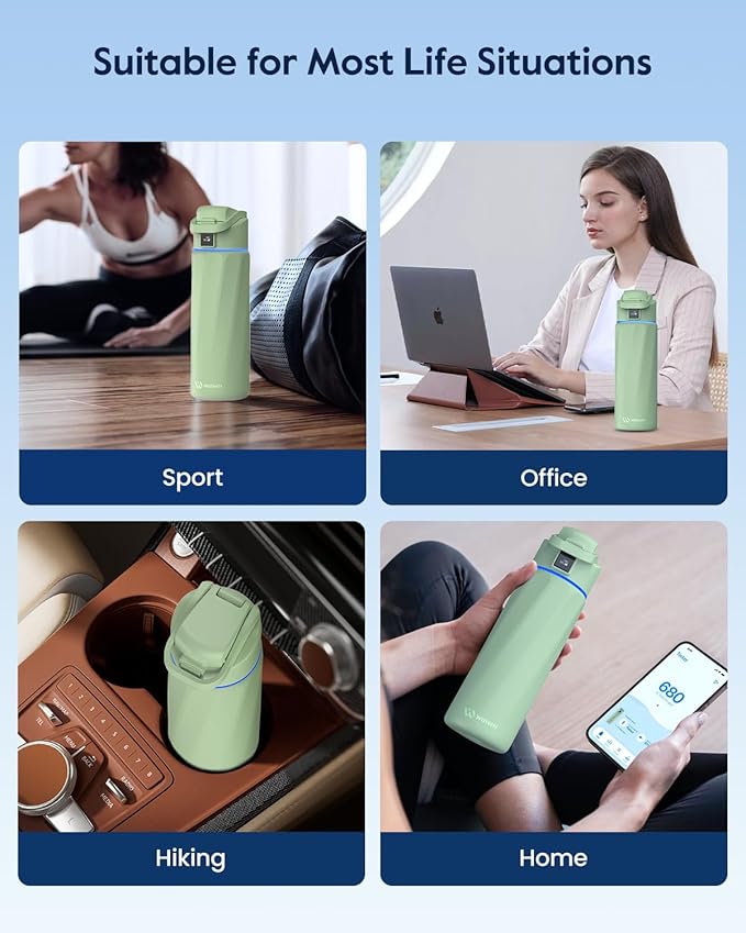 Boost Smart Water Bottle that Reminds You to Drink, 24oz BPA-Free Stainless Steel Vacuum Insulated Bottle, Wide Mouth Water Tracker Bottle with APP, Ideal Gift for Christmas, Thanksgiving Day