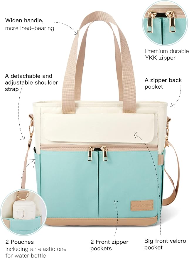 JOYHILL Lunch Bag for Women, Lunch Tote Leakproof Insulated Lunch Box with Shoulder Strap, Adult Reusable Lunch Cooler Tote Bags for Work Picnic Camping Beach (E-GREEN)