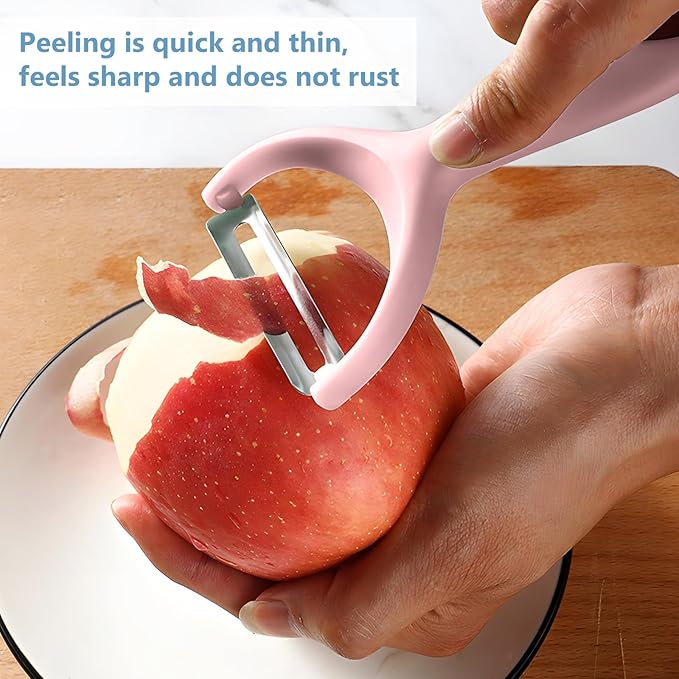 Apple Peeler:Pear Fruit Vegetable Peeler,Manual peeler for Peeling Apples, Pears, Cucumber;Garlic Carrot Potato Cheese Zester Grater, Essential Kitchen Tool(2-Pack) (pink)
