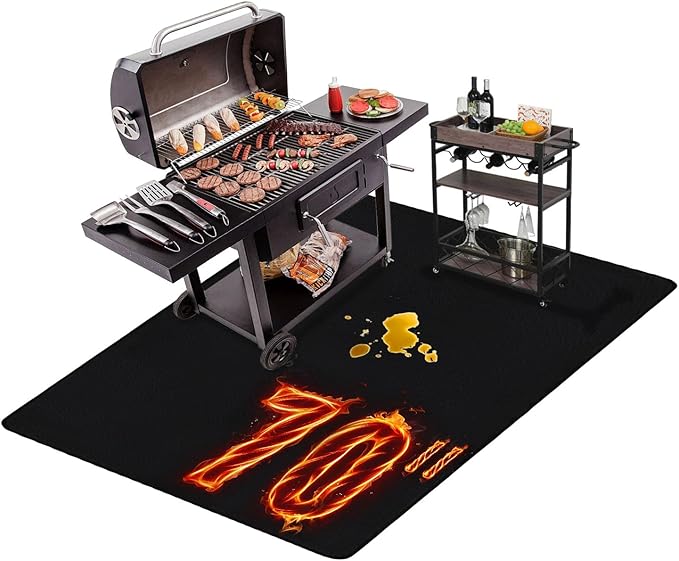 70X48 Inches Extra Large Grill Mat for Outdoor Grill - Fireproof Deck and Patio Protector, Waterproof and Oil-Proof Barbecue Grill Mat