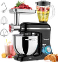 Vospeed 9 IN 1 Stand Mixer, 850W Tilt-Head Multifunctional Electric Mixer with 8 QT Stainless Steel Bowl, 1.5L Glass Jar, Meat Grinder, Hook, Whisk, Beater Dishwasher Safe (Black)
